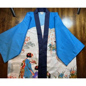 Vintage Jolie Kimono Style SIlk Robe Made In Japan